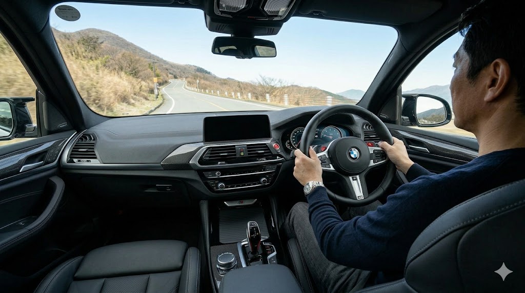 高性能モデル「M40i」のコックピットをドライバー視点で描き、趣味性の高さ